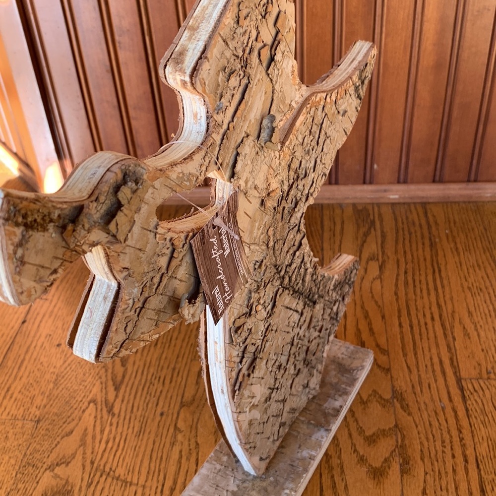 Nwt natural wood angel blowing trumpet wooden statue - Picture 4 of 5